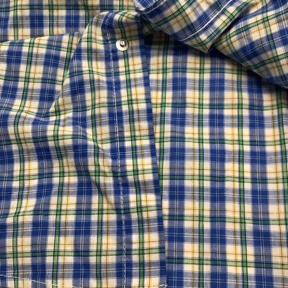 Wrangler Wrancher Pearl Snap Short Sleeve Blue Plaid Shirt Mens Size 2XT - Picture 8 of 11